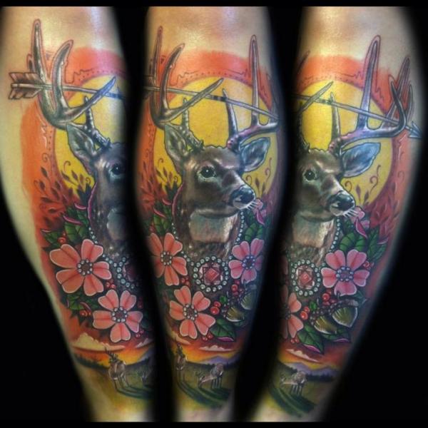 Arrow Horns Stag tattoo by Johnny Smith Art
