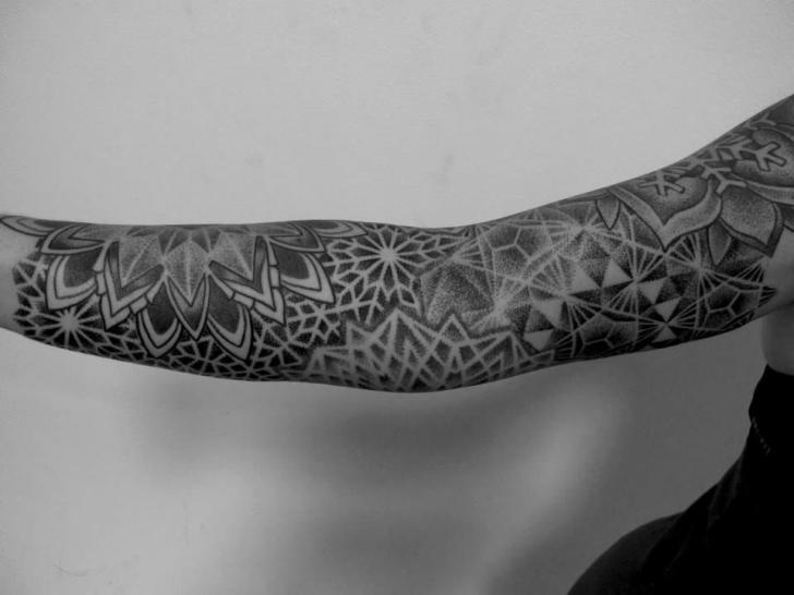 Dotwork tattoo sleeve by Corey Divine