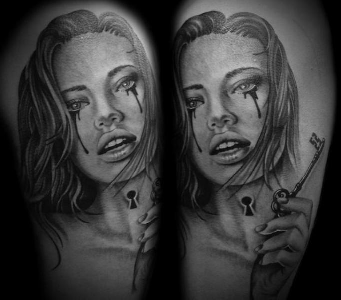 Neck Lock Girl Realistic tattoo by Westfall Tattoo