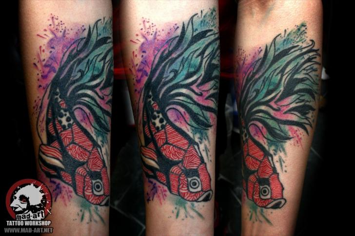 Nice Fish Aquarelle tattoo by Mad-art Tattoo