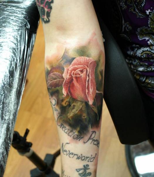 Arm Pink Rose tattoo by Bloodlines Gallery