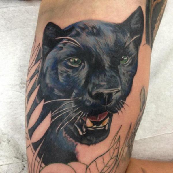 Big Fangs Realistic Panther tattoo by Tantrix Body Art