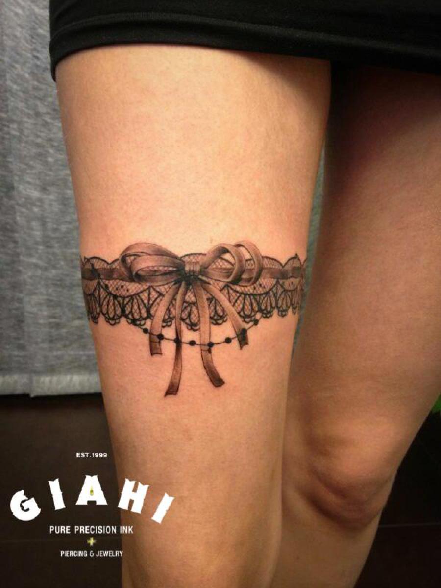 Bow Tie Garter 3D tattoo by Roony