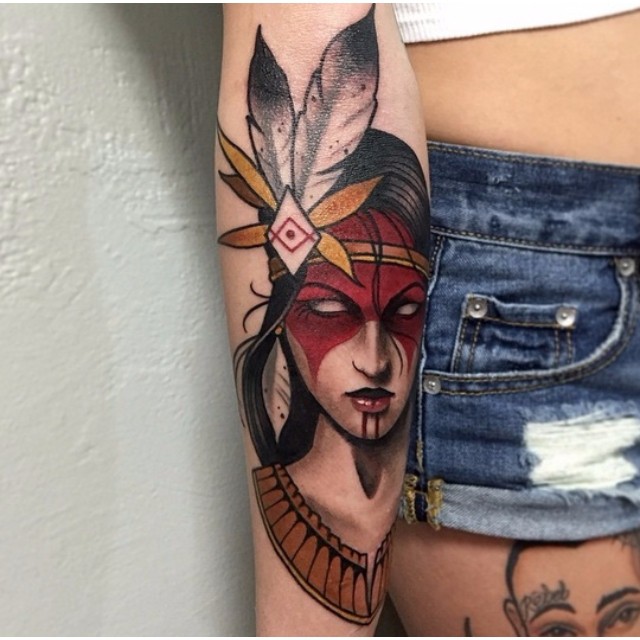 Cute Indian Girl tattoo by Chris Primm