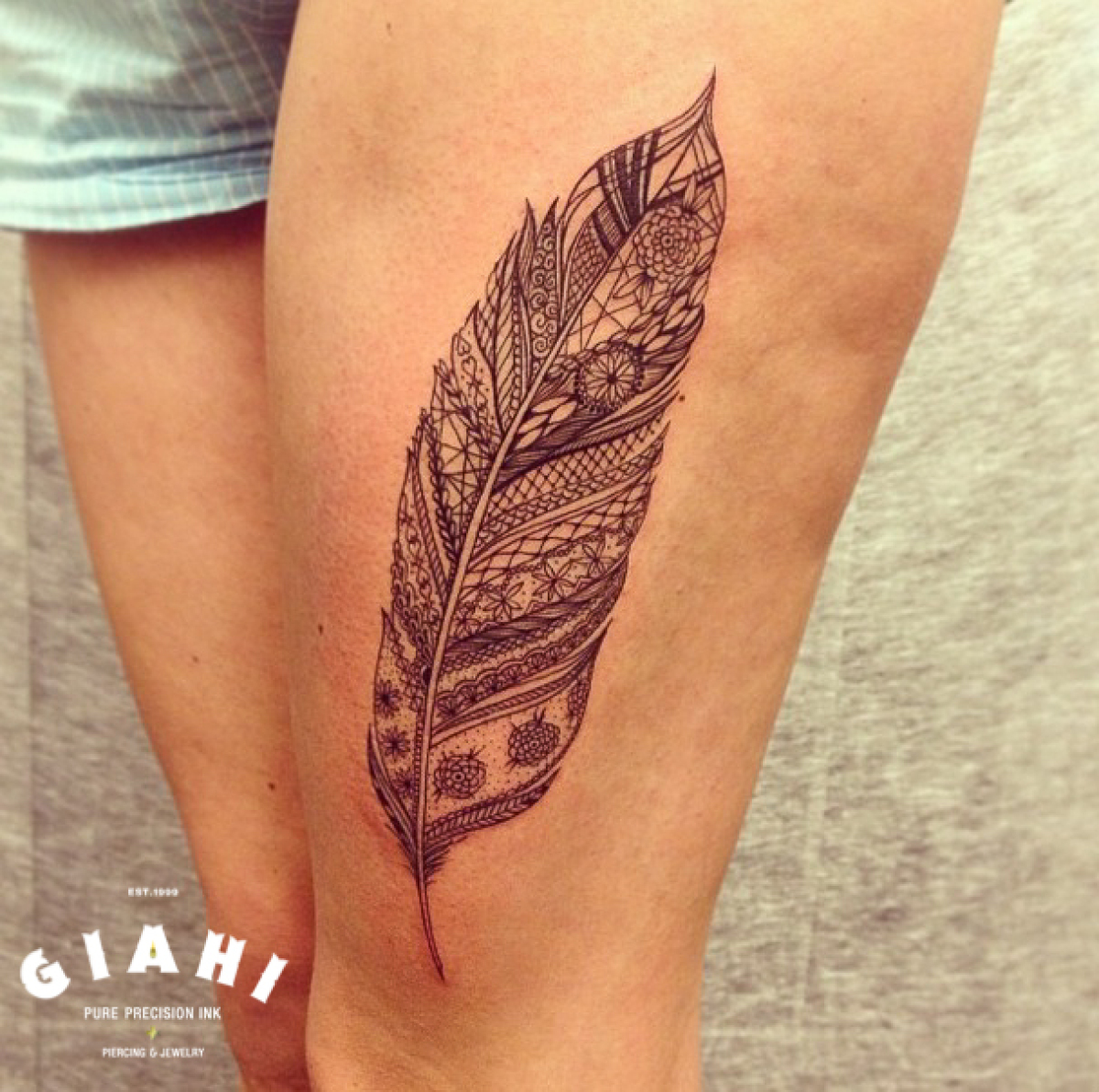 Detailed Ethnic Feather tattoo by Roony