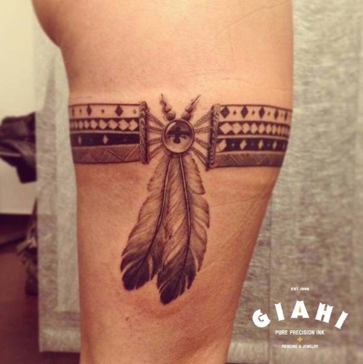 Ethnic Feather Garter tattoo by Roony
