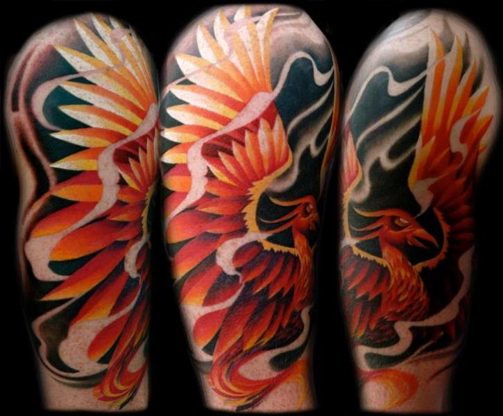 Fire Bird Black Background tattoo by Transcend Tattoo