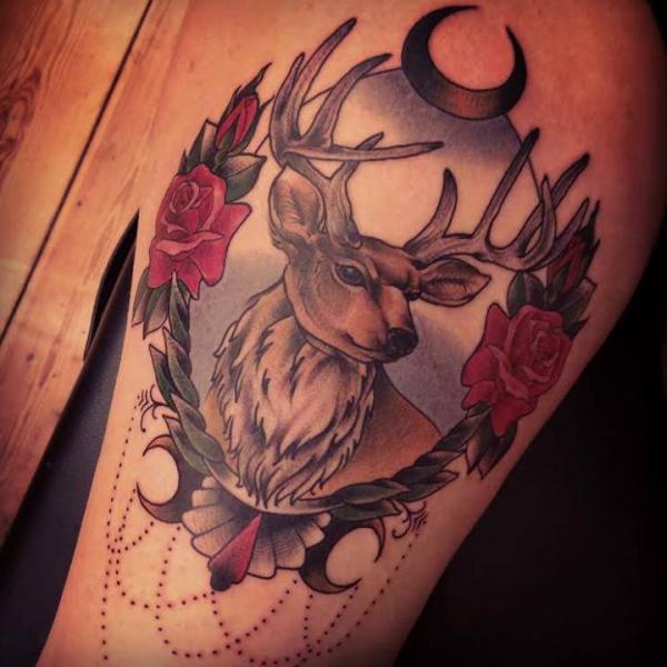Frame Baroque Buck tattoo by Sarah B Bolen
