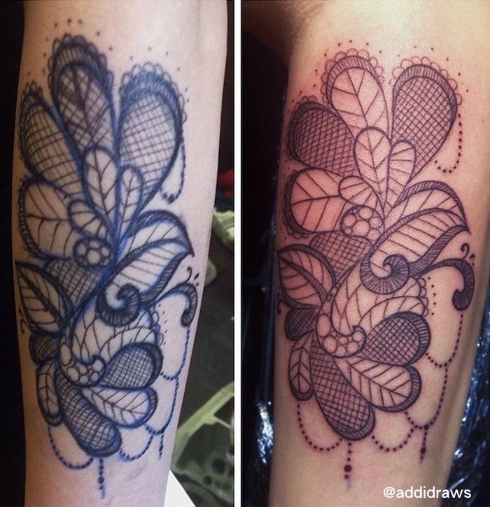Freehand Lace tattoo by Liisa Addi Kask