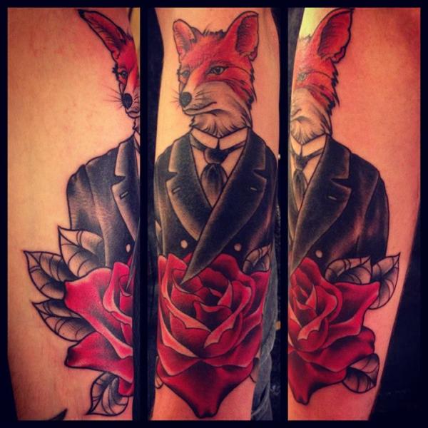 Gentleman Fox tattoo by Sarah B Bolen