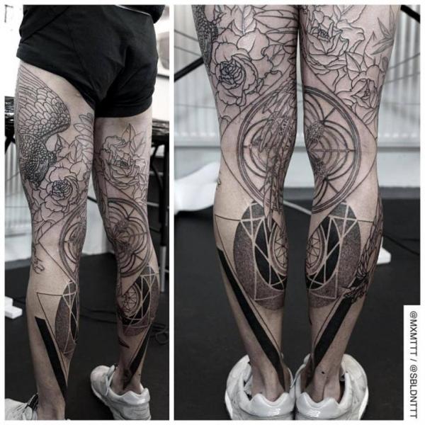 Incredible Legs Dotwork tattoo by MXM