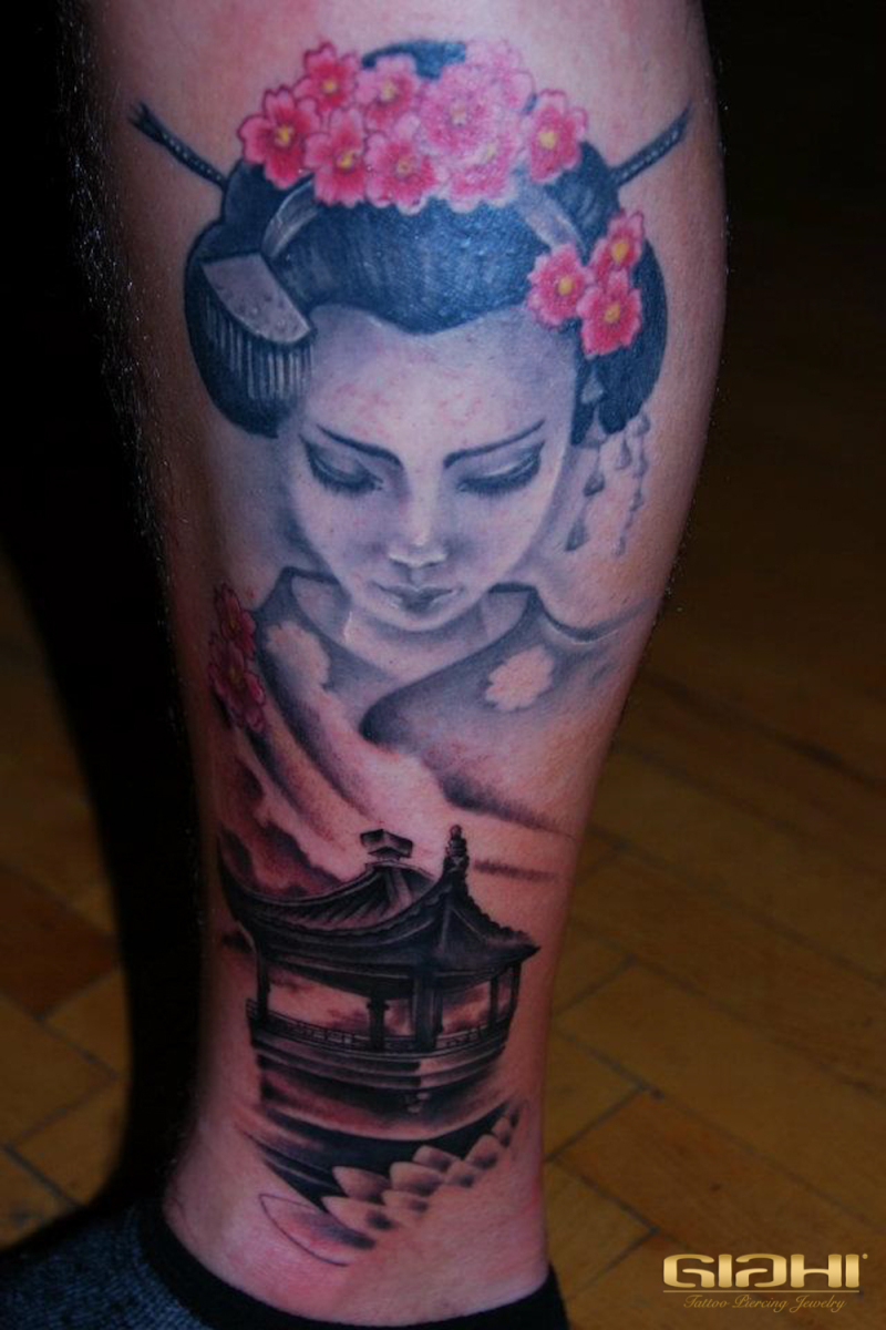 Leg Geisha Japanese tattoo by Szilard