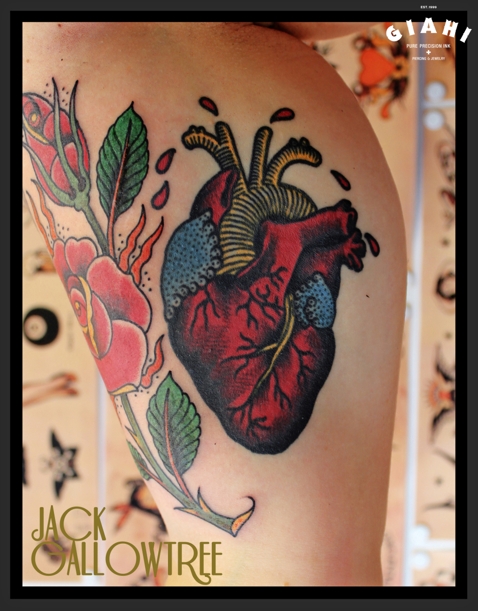 Like Real Heart Old School tattoo by Jack Gallowtree