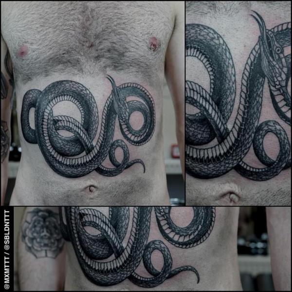 Meanding Snake Dotwork tattoo by MXM