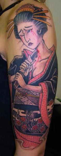 Neck Stabber Geisha Japanese tattoo by Illsynapse