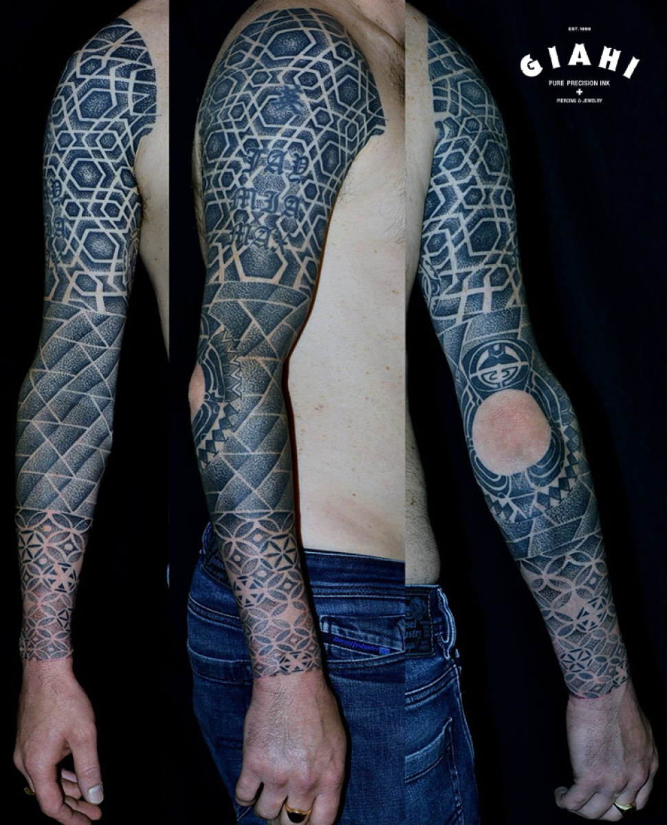 Not Inked Elbow Dotwork tattoo sleeve by Andy Cryztalz