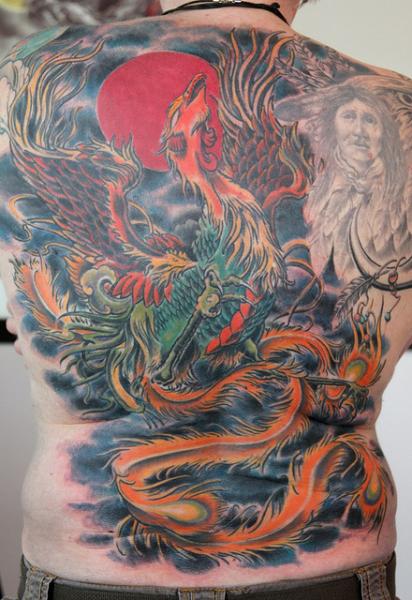 Phoenix Japanese tattoo on Back by Skin Deep Art