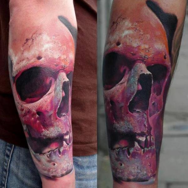 Pink Human Scull tattoo by Piranha Tattoo Supplies