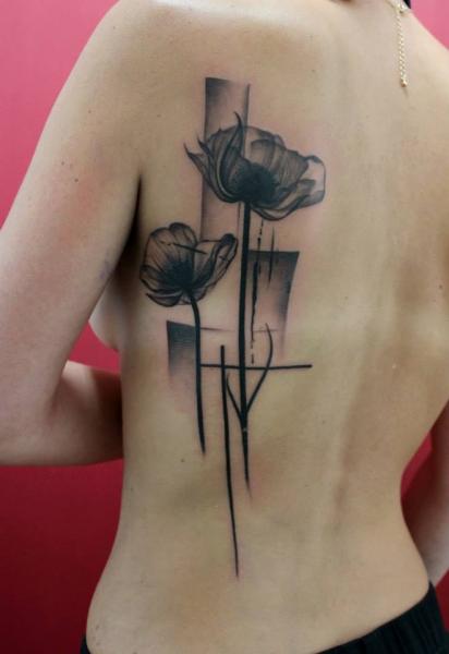 Poppies Black Trash Polka tattoo by Skin Deep Art
