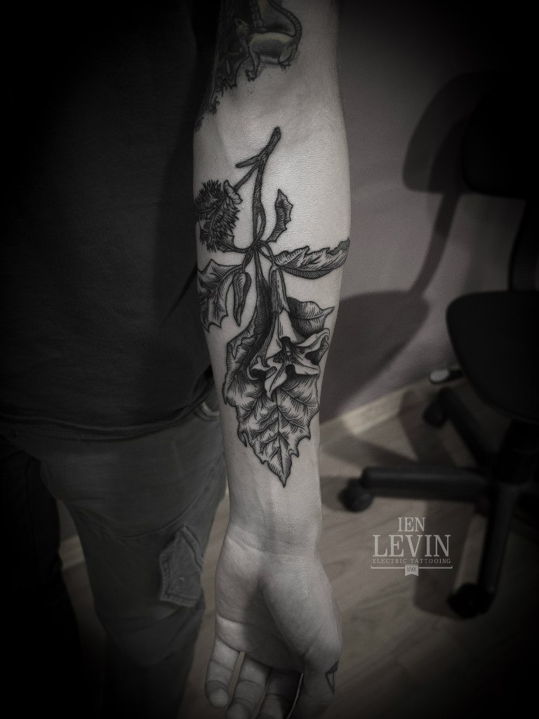 Realistic Dotwork Flower tattoo by Ien Levin