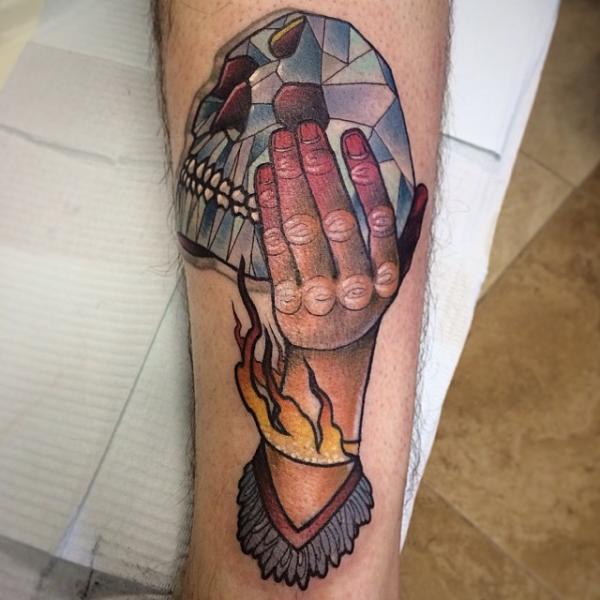 Scull Of Crystal in Hand tattoo by Earth Gasper Tattoo