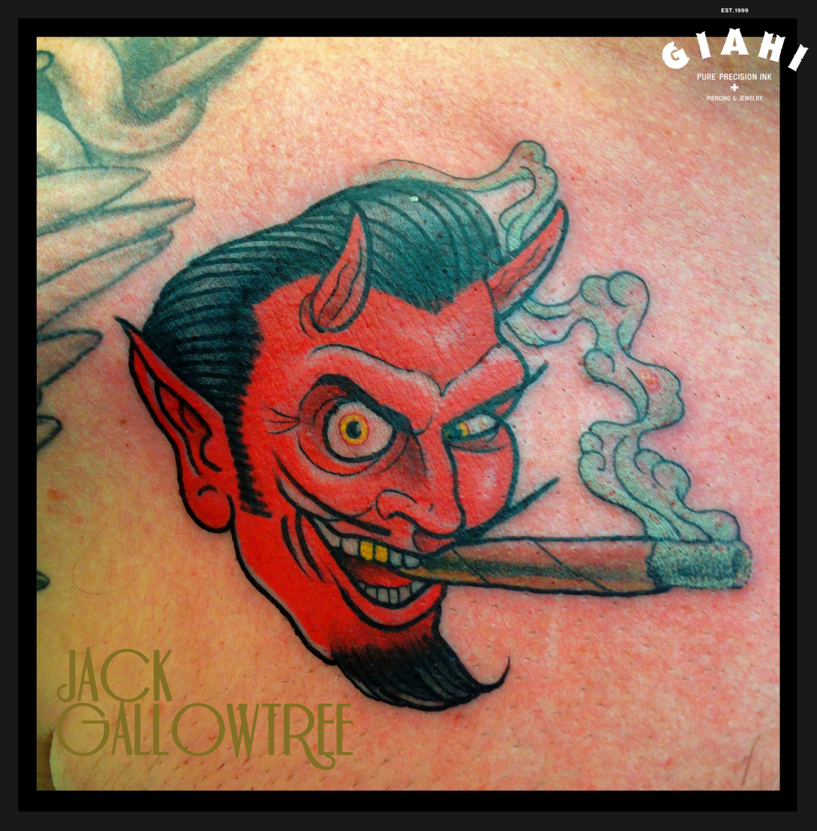 Smoking Devil tattoo by Jack Gallowtree