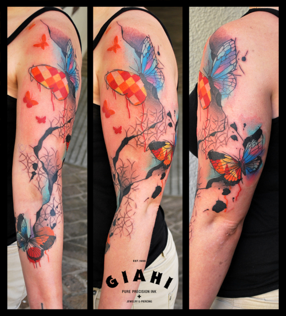 Squared Wings Butterflies tattoo by Live Two