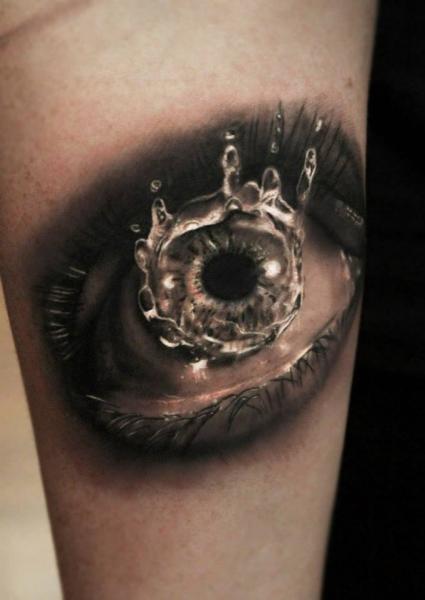Water Drop Eye Realiistic tattoo by Georgi Kodzhabashev