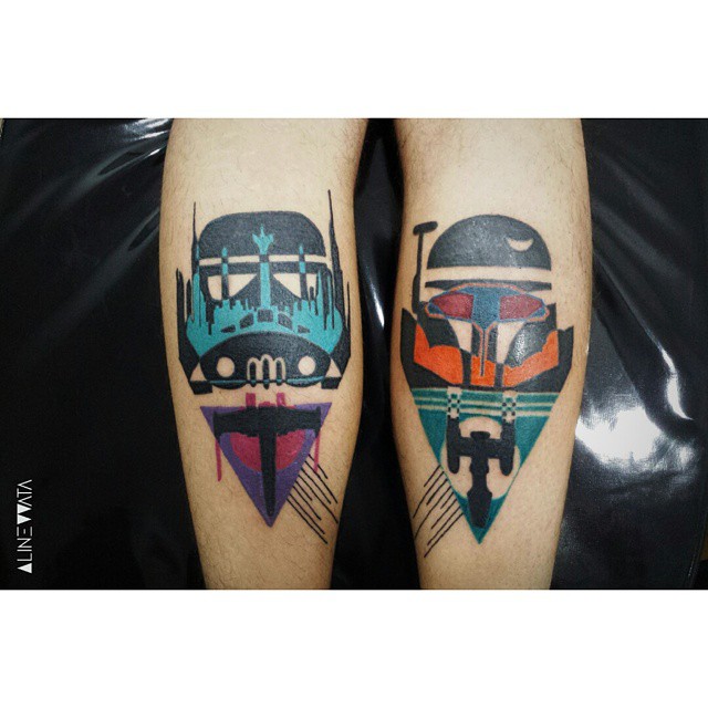 Bounty Hunters Star Wars Leg tattoos