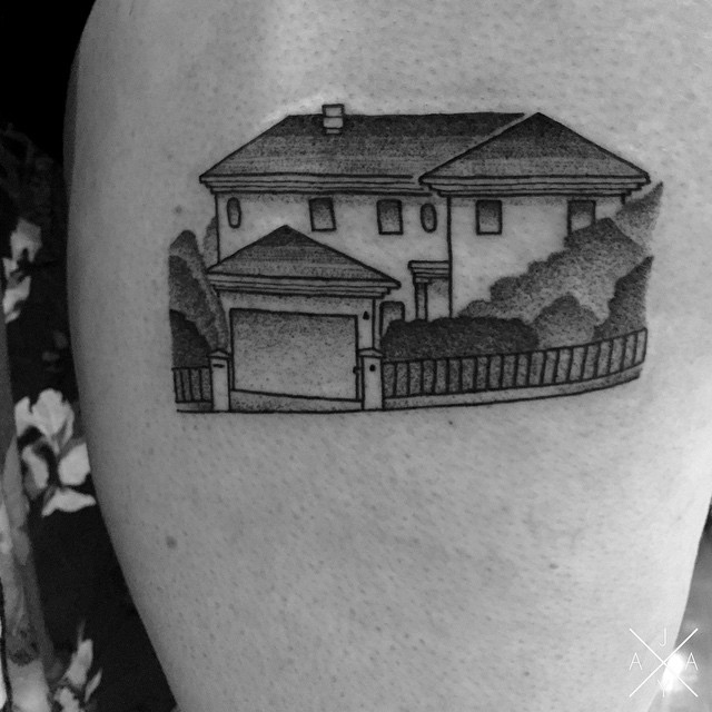 Childhood house Shoulder tattoo