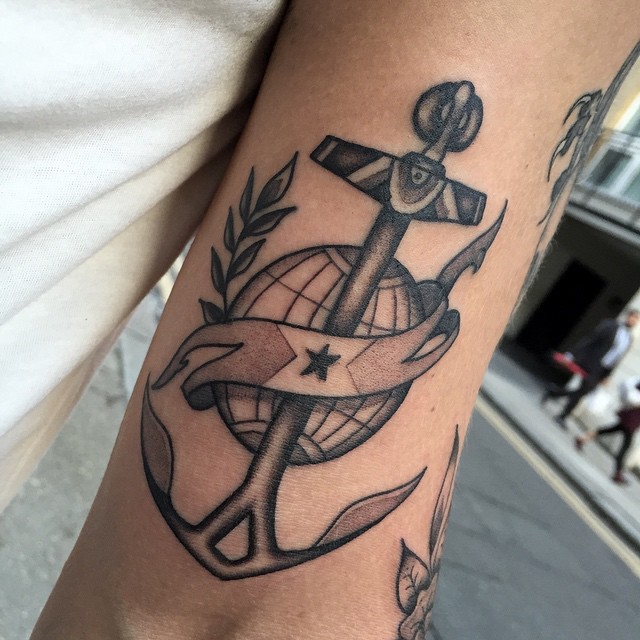 Anchor Planet Arm tattoo