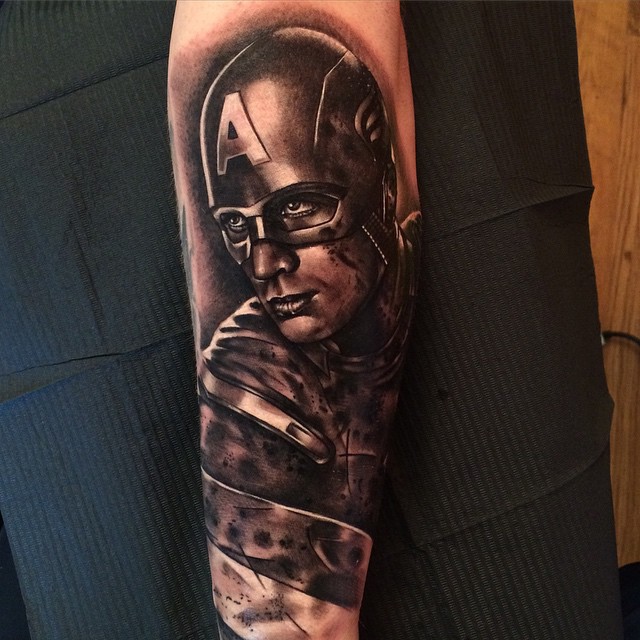 Arm Captain America tattoo