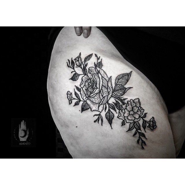 Bush of Roses Hip tattoo