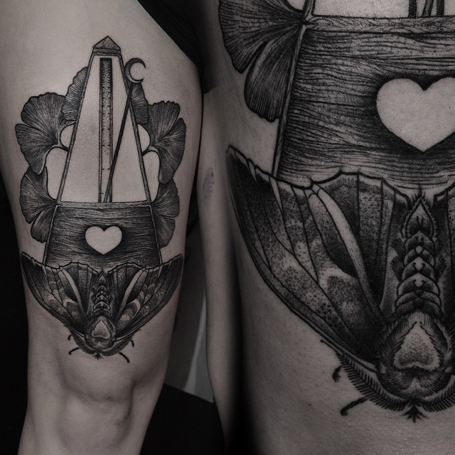 Moth Metronome tattoo
