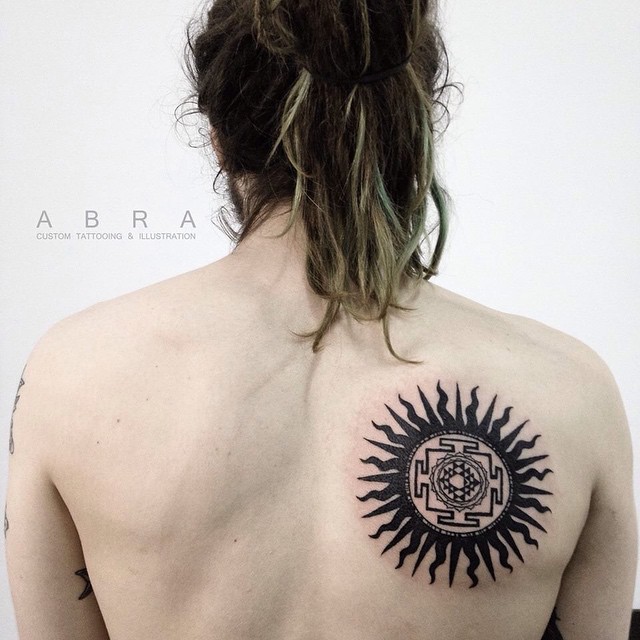 Black Aztec Sun Tattoo