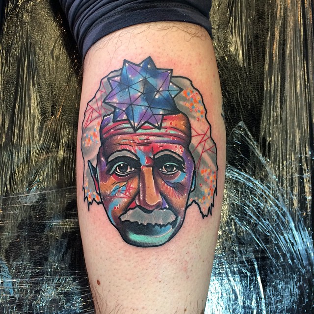 Leg Space Einstein Tattoo