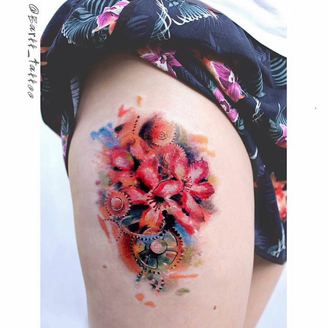 Watercolor Flowers Tattoo