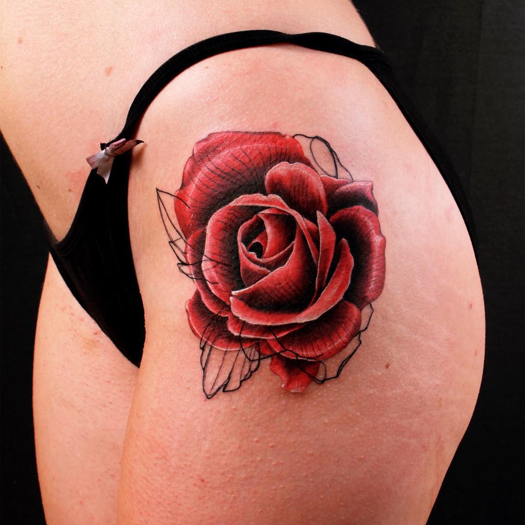 Rose Tattoo on Hip
