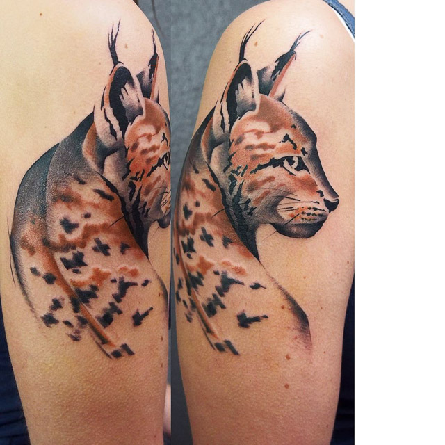 watercolor lynx tattoo
