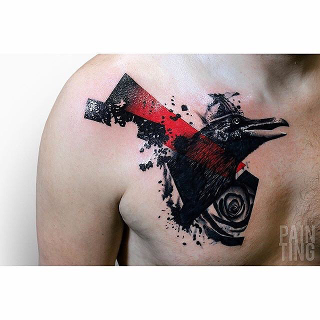 chest tattoo crow
