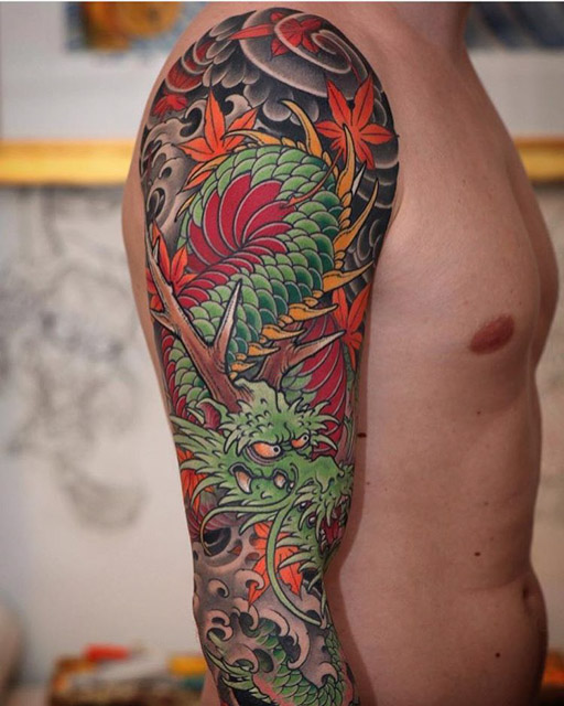 dragon sleeve tattoo japanese