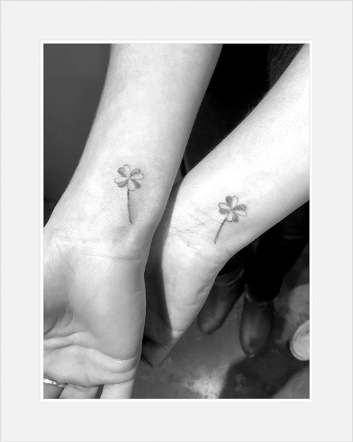 couple clover tattoos
