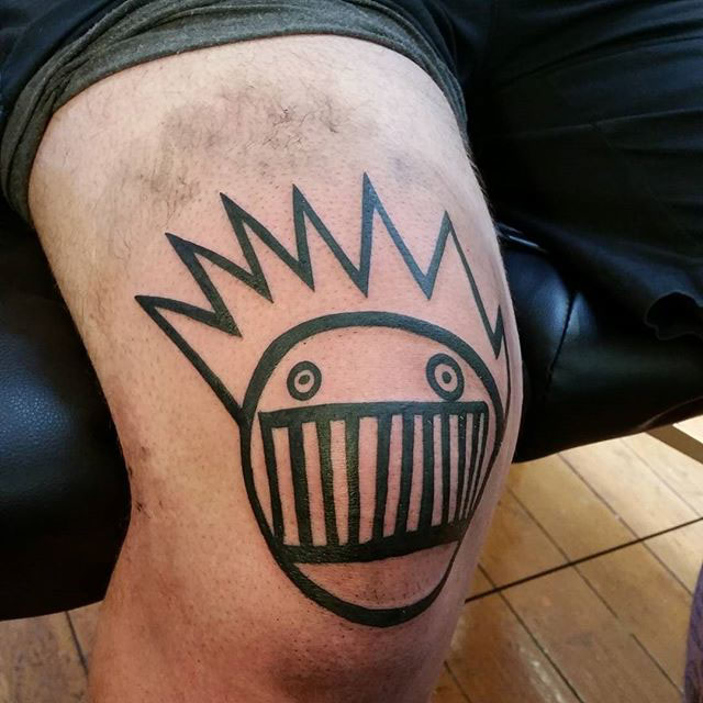 Black Lines Face Tattoo on Knee by dangerdave85