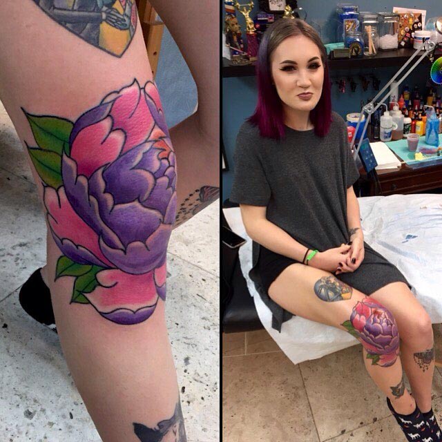 Female Knee Tattoo by Davey CXC