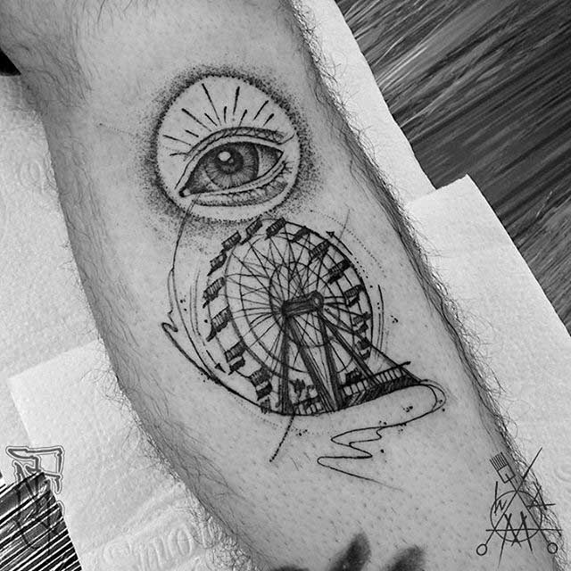 leg tattoo ferris wheel