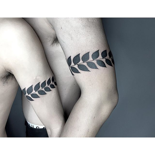 leaves tattoo for couples matching