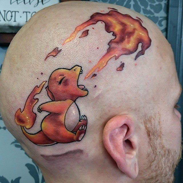 Pokemon Tattoo on Head