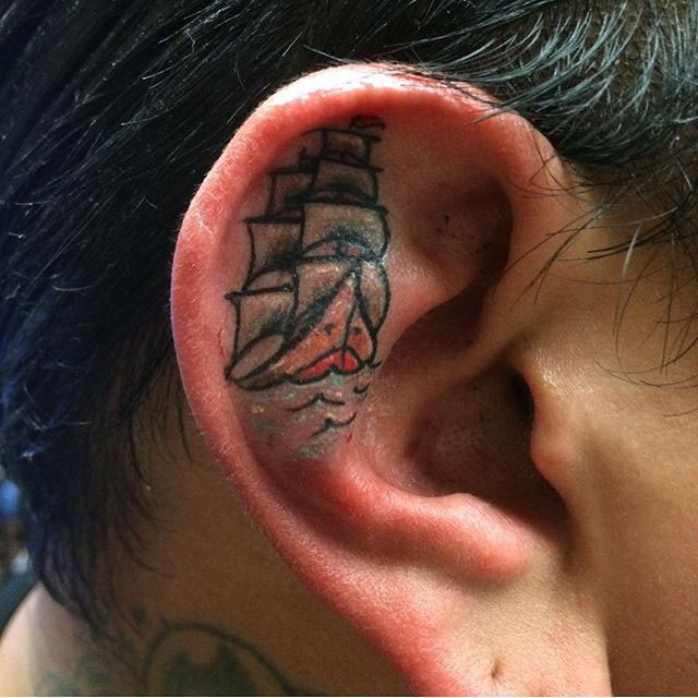 Ship Tattoo in Ear Best Tattoo Ideas Gallery