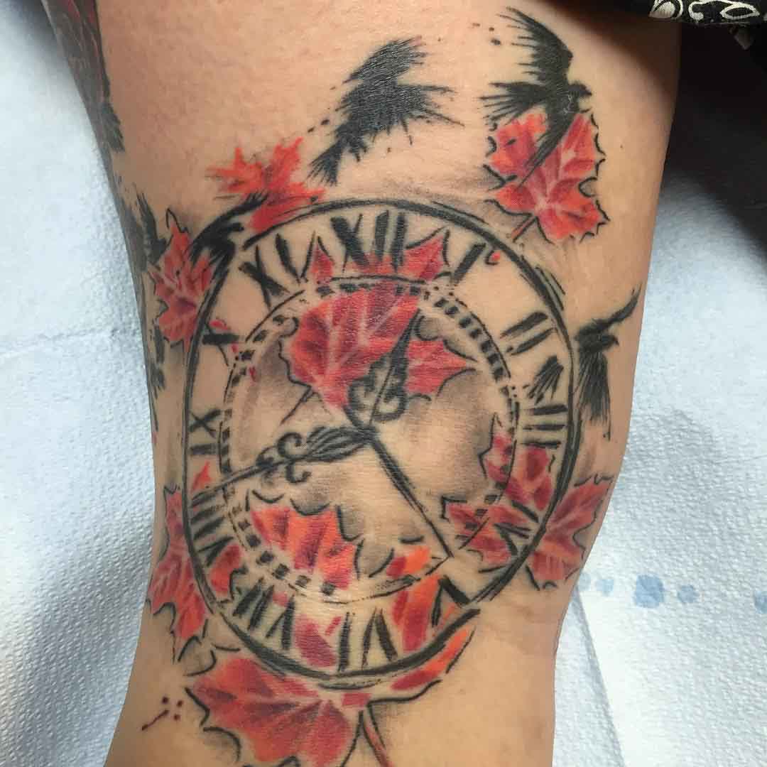 trash polka tattoo clock