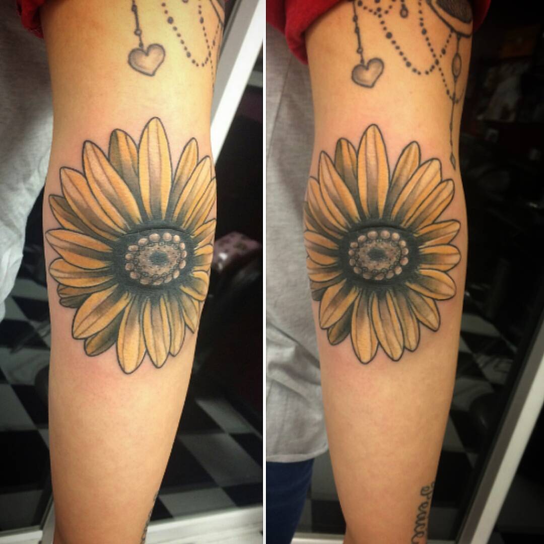 Flower Tattoo on Elbow by tattoosbyjulz